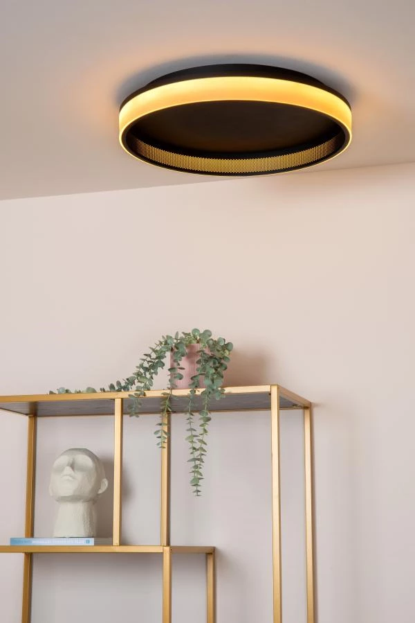 Lucide ESTREJA - Plafonnier - Ø 40 cm - LED 3 StepDim - CCT - 2500K/3000K - Noir - ambiance 5